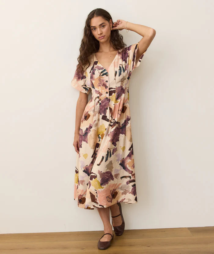 marine layer lola midi dress Marine Layer Lola Midi Dress Warm Floral / M
