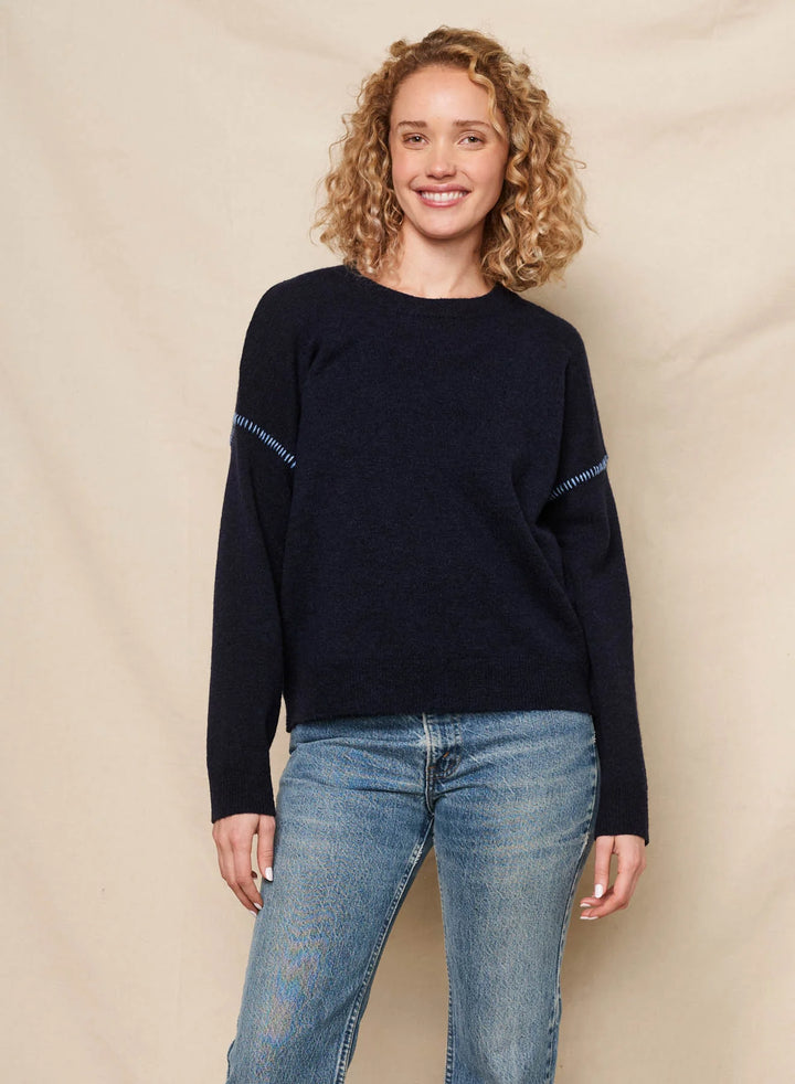 Sundry Baseball Stitching Crewneck Sweater
