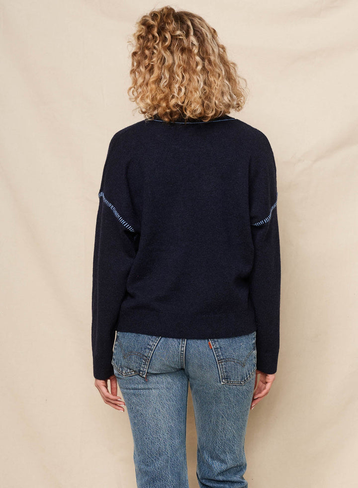 Sundry Baseball Stitching Crewneck Sweater