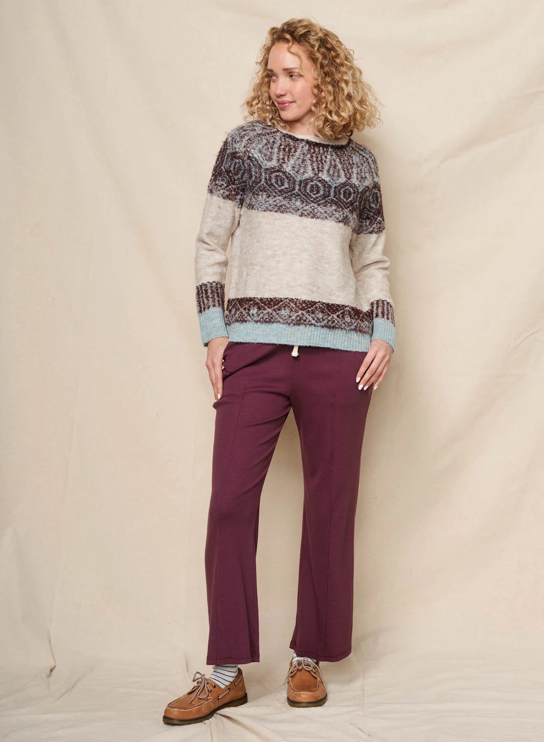 Sundry Reverse Jacquard Pullover Sweater
