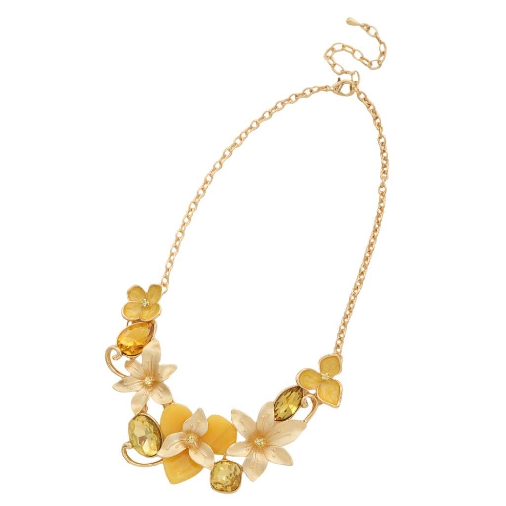 Joia Flower Link Rhinestone Necklace Set