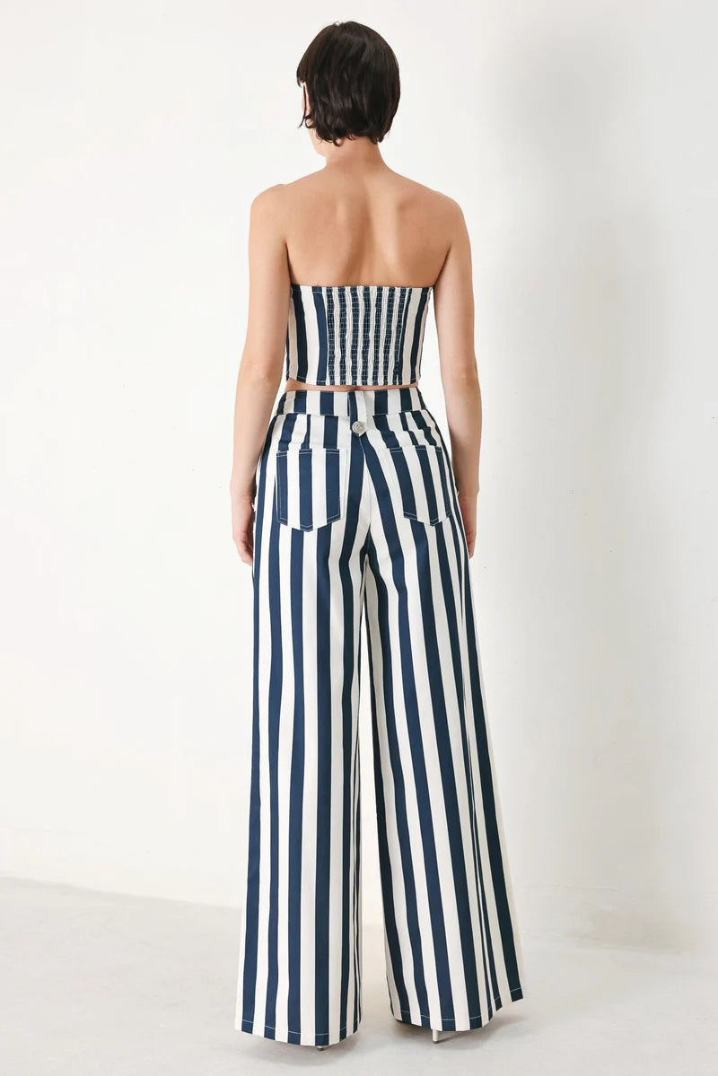 Flying Tomato Printed Button Detail Wide Leg Pant