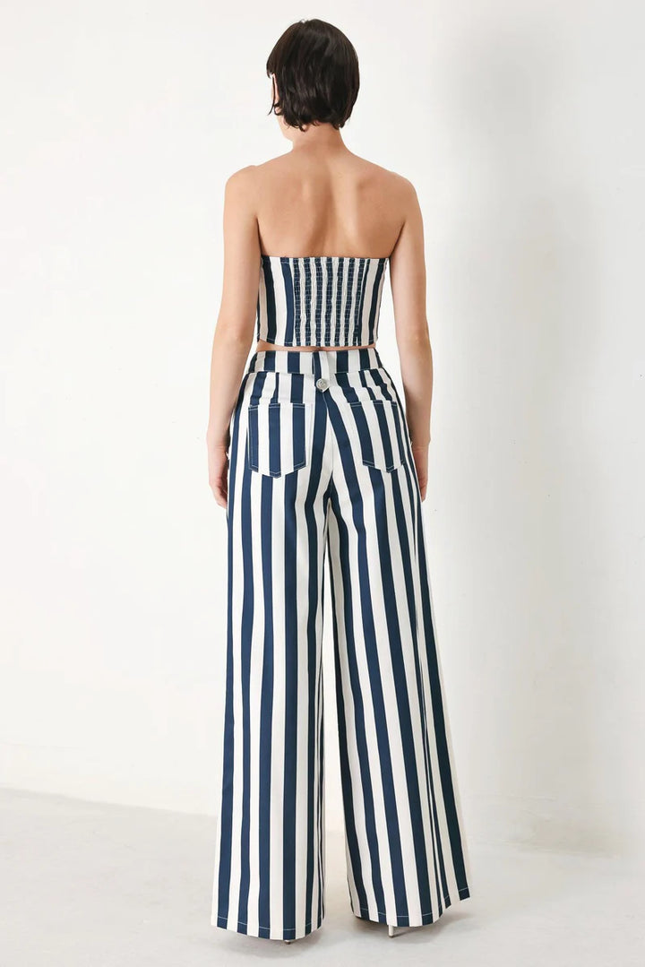 Flying Tomato Printed Button Detail Wide Leg Pant