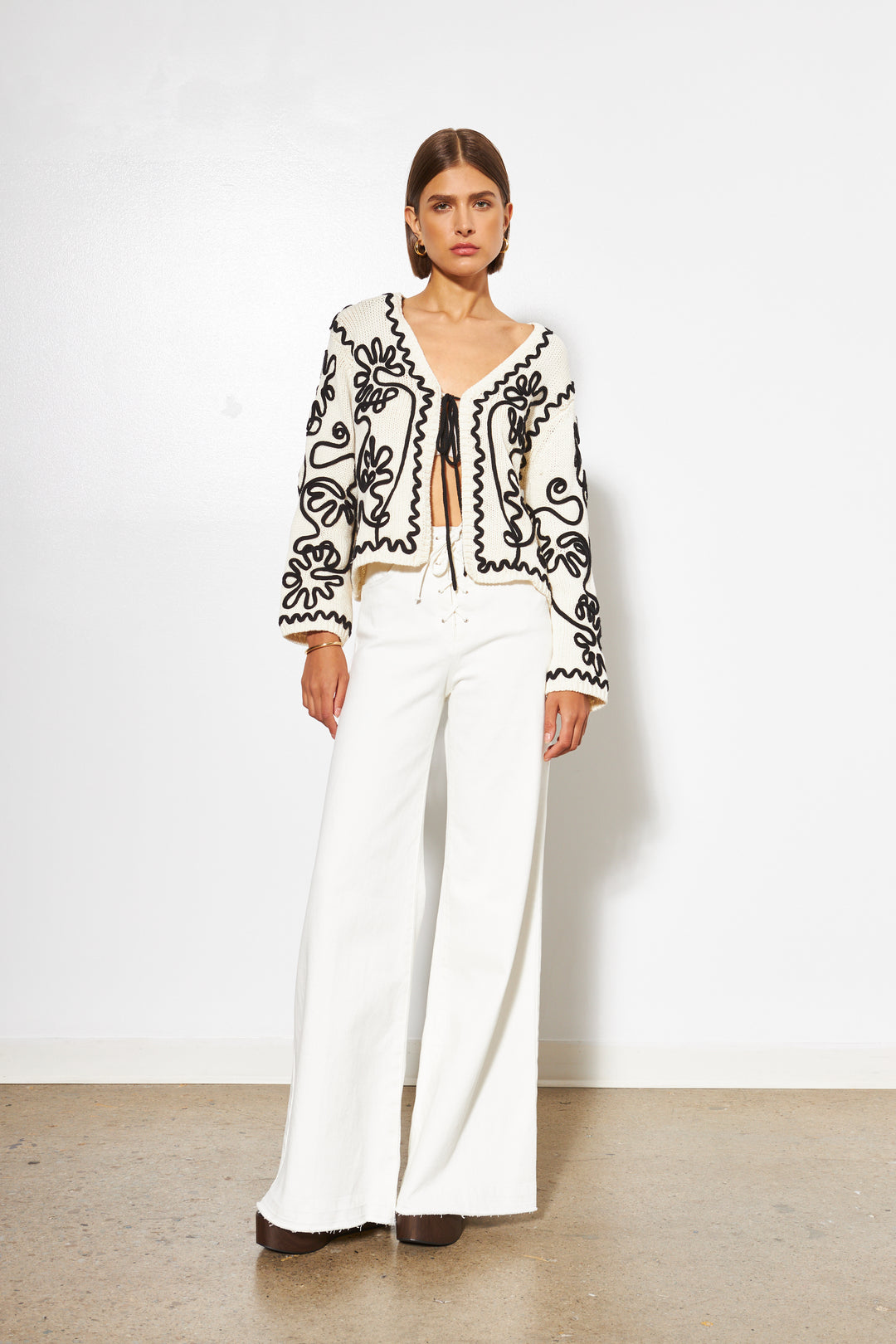 Line Sable Tie Front Sweater