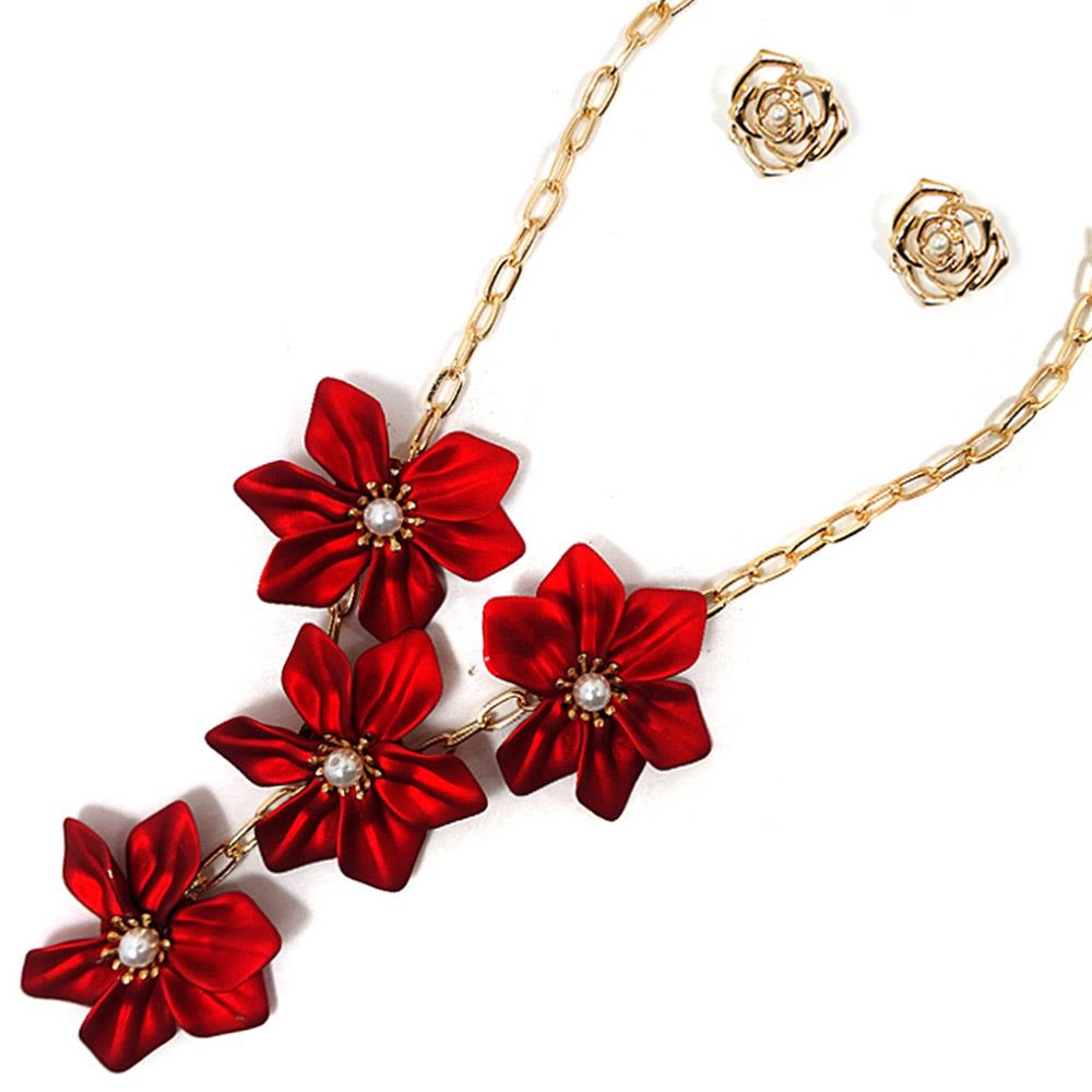 Joia Flower Color Pearl Bead Necklace