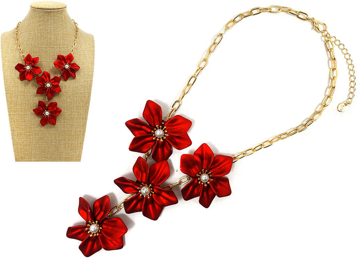 Joia Flower Color Pearl Bead Necklace
