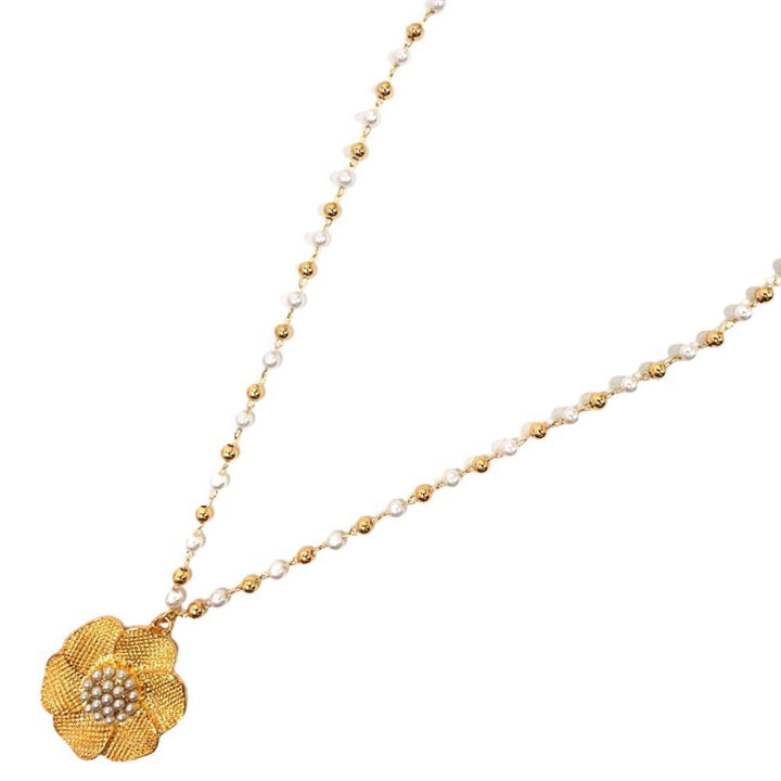Joia Flower Pendant Pearl Ball Bead Necklace