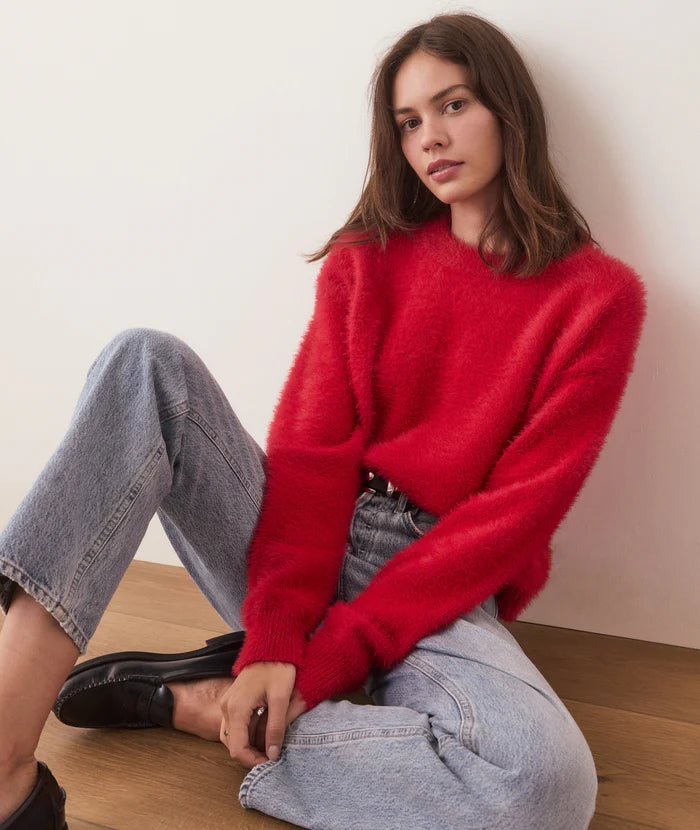 Marine Layer Eyelash Cropped Crewneck Sweater