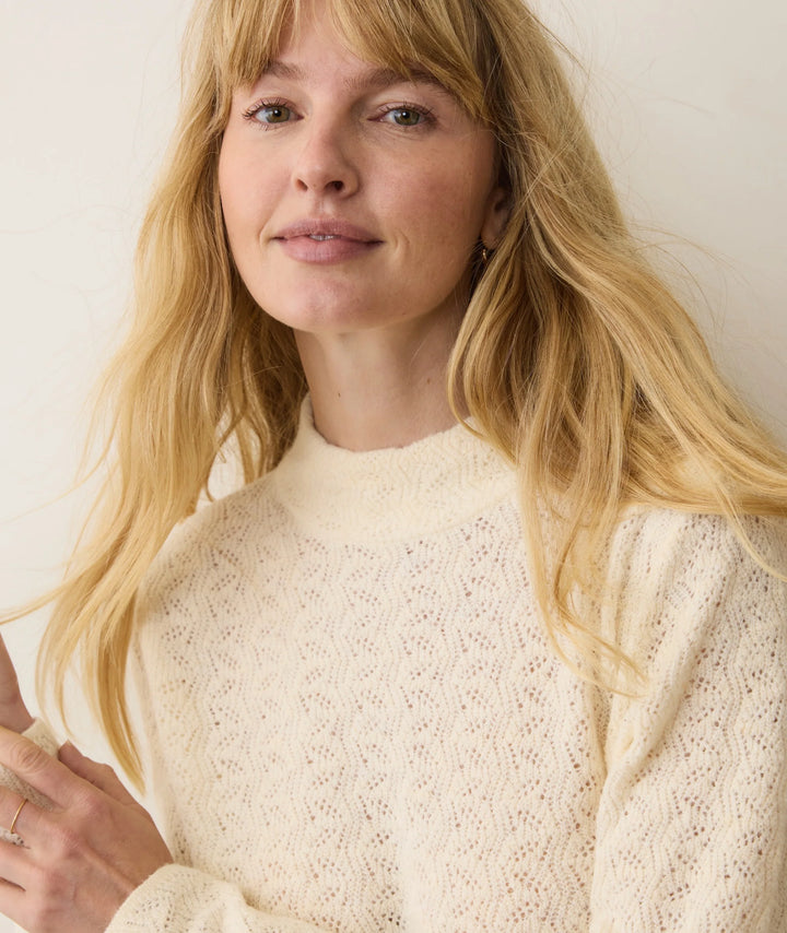 Marine Layer Lucia Pointelle Mock Neck Sweater