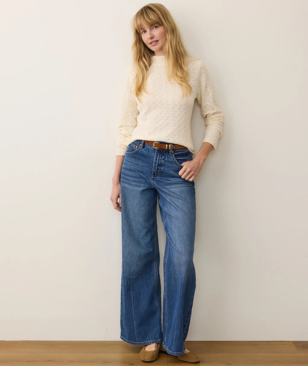 Marine Layer Lucia Pointelle Mock Neck Sweater