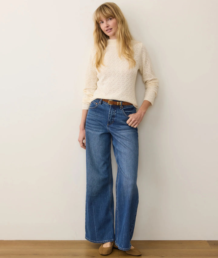 Marine Layer Lucia Pointelle Mock Neck Sweater