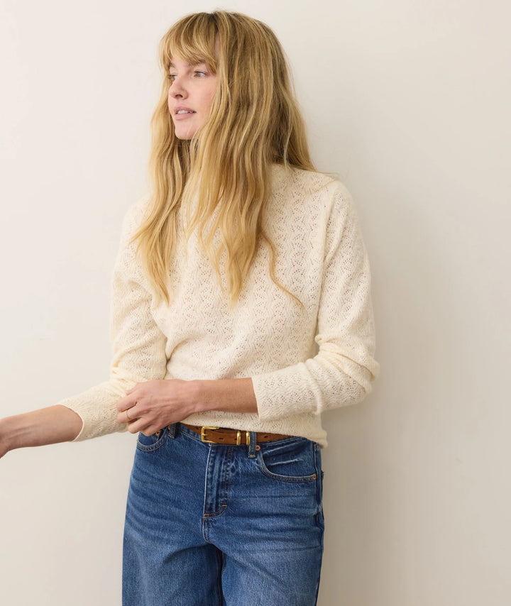 Marine Layer Lucia Pointelle Mock Neck Sweater