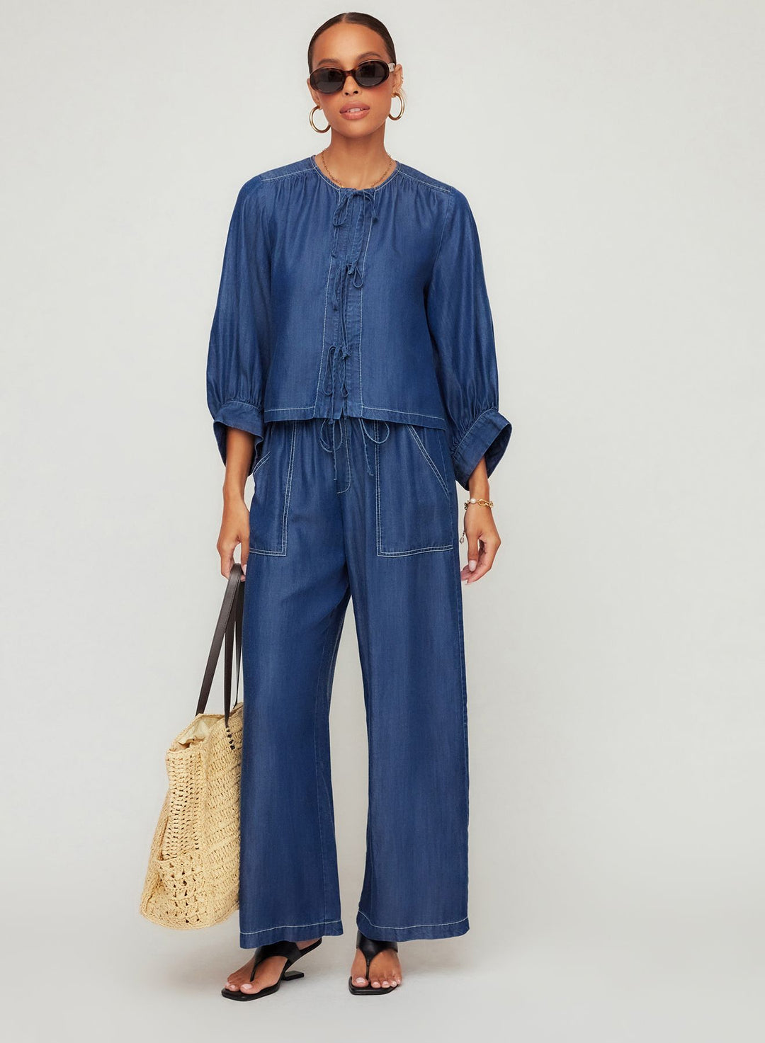 Fifteen Twenty Cassie Lantern Sleeve Top