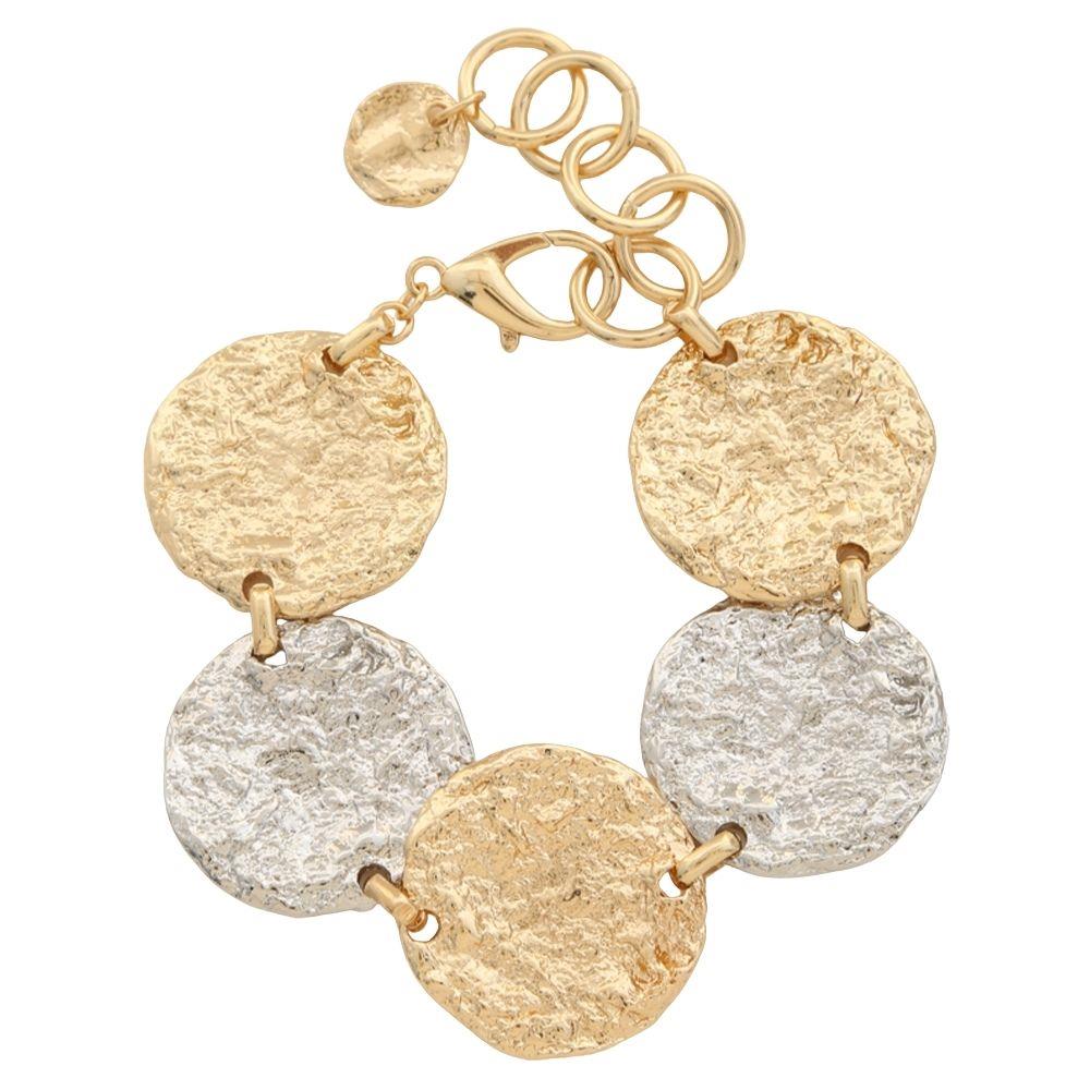 Joia Hammered Metal Wide Round Chain Bracelet