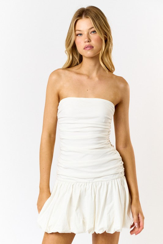 Blue Blush Mini Dress with Bubble Hem
