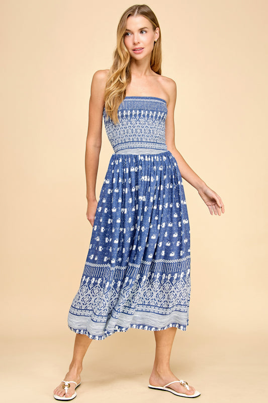 Millibon Aztec Smocked Tube Dress