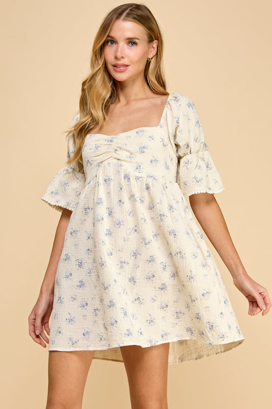 Millibon Ditsy Floral Sweetheart Gauzy Dress