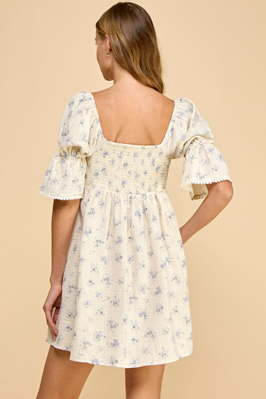 Millibon Ditsy Floral Sweetheart Gauzy Dress
