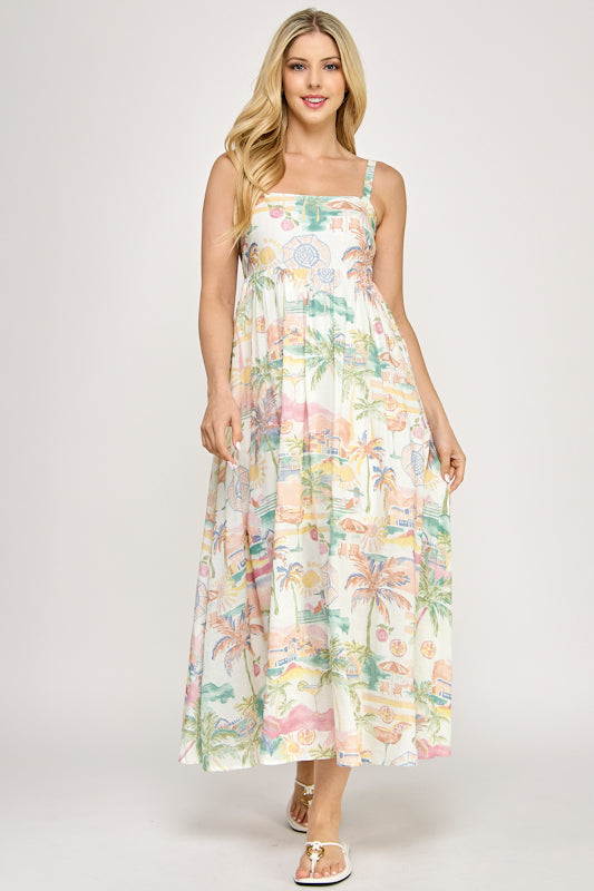 Millibon Provance Beach Strappy Midi Dress