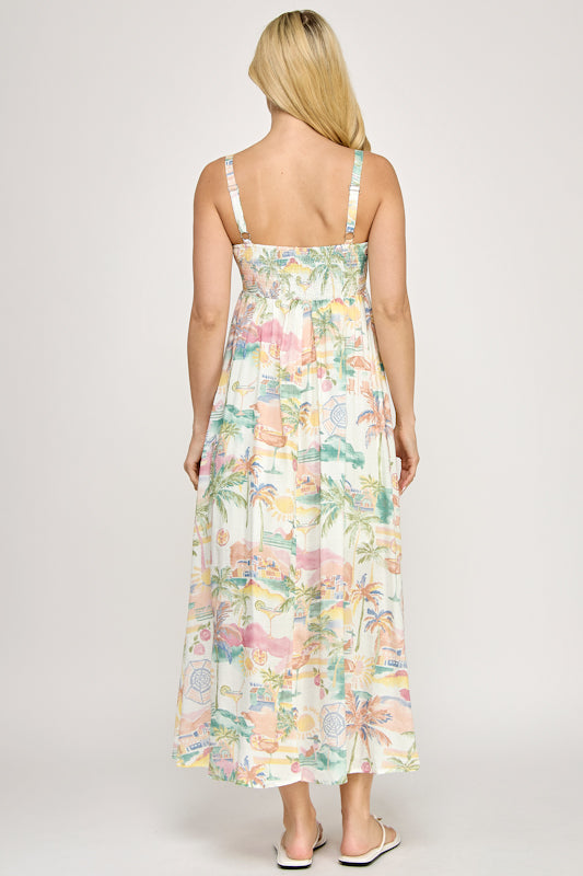 Millibon Provance Beach Strappy Midi Dress