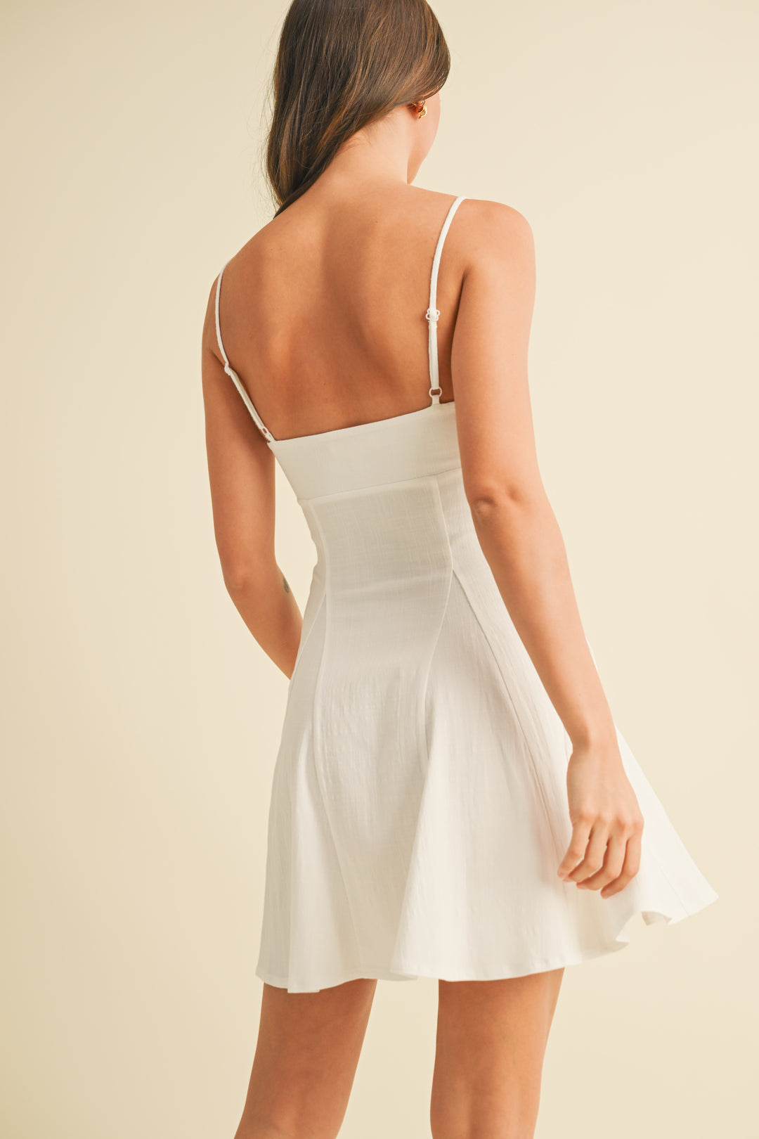 Klesis Stretch Linen Pleated Flare Mini Dress