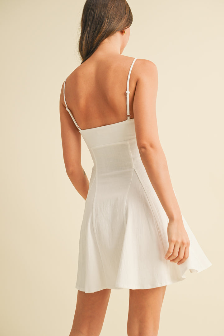 Klesis Stretch Linen Pleated Flare Mini Dress