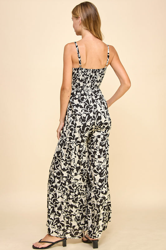 Millibon Floral Tiered Wide Leg Jumpsuit