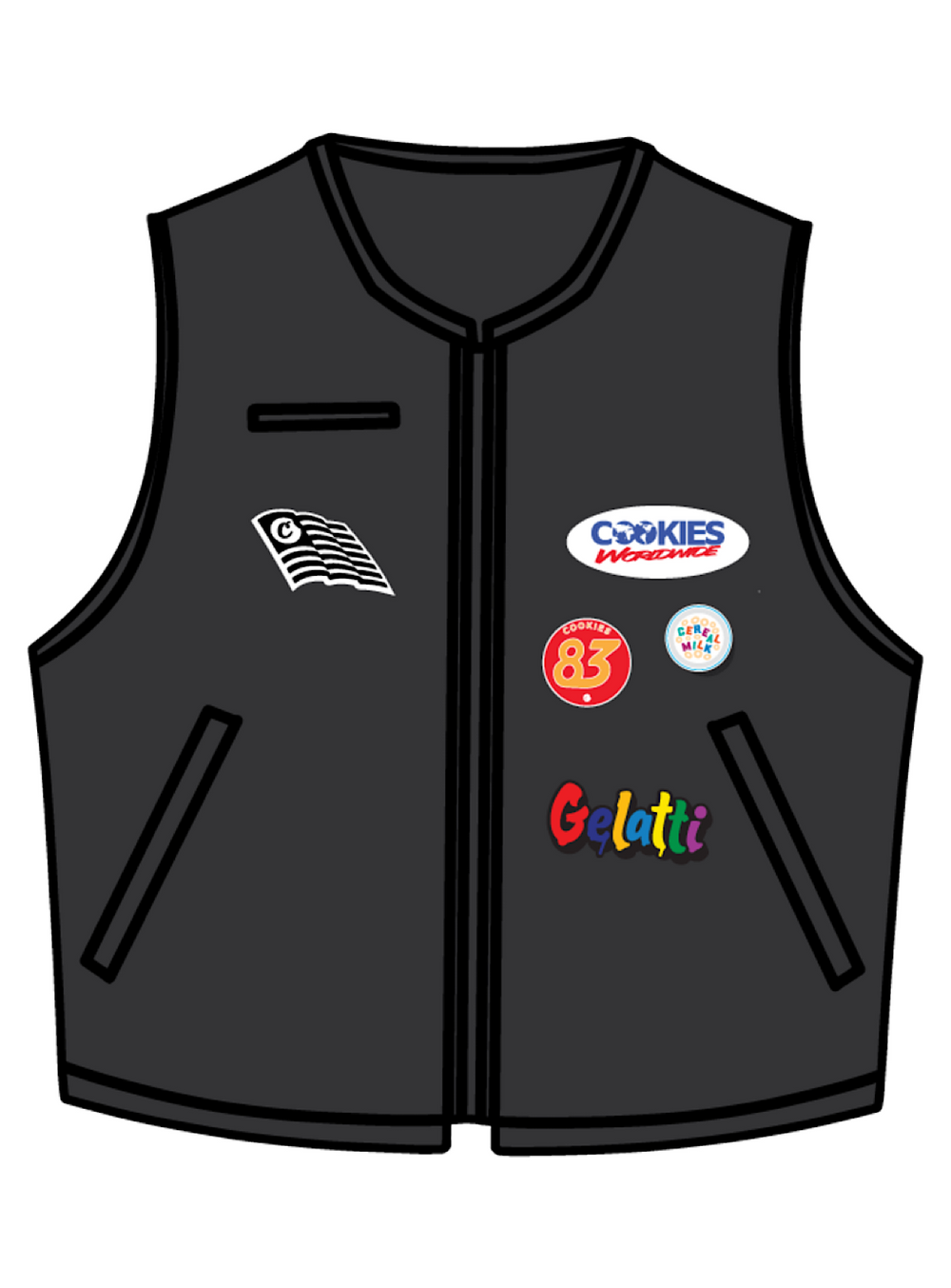 Cookies Enzo Vegan Leather Vest With Embroidery & Patch Artwork