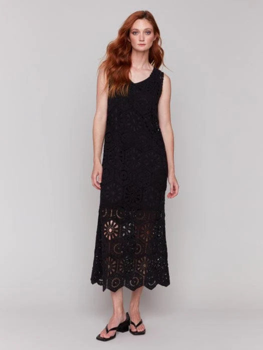 Charlie B Cotton Crochet Sleeveless Maxi Dress