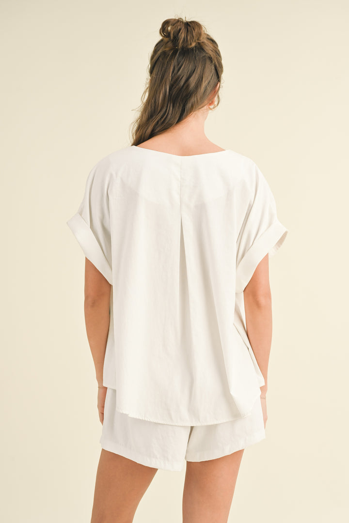 Klesis Oversized Short Sleeve Top With Belted Shorts Set