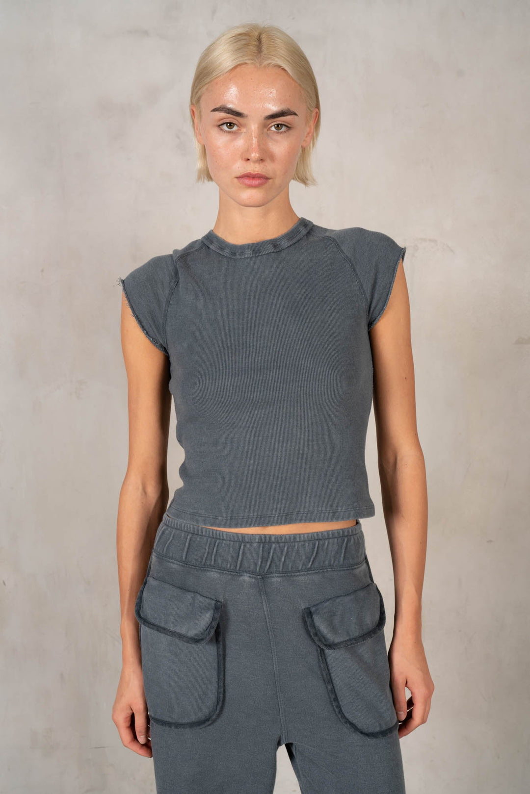 La La Mia Contrast Cap Sleeve Top