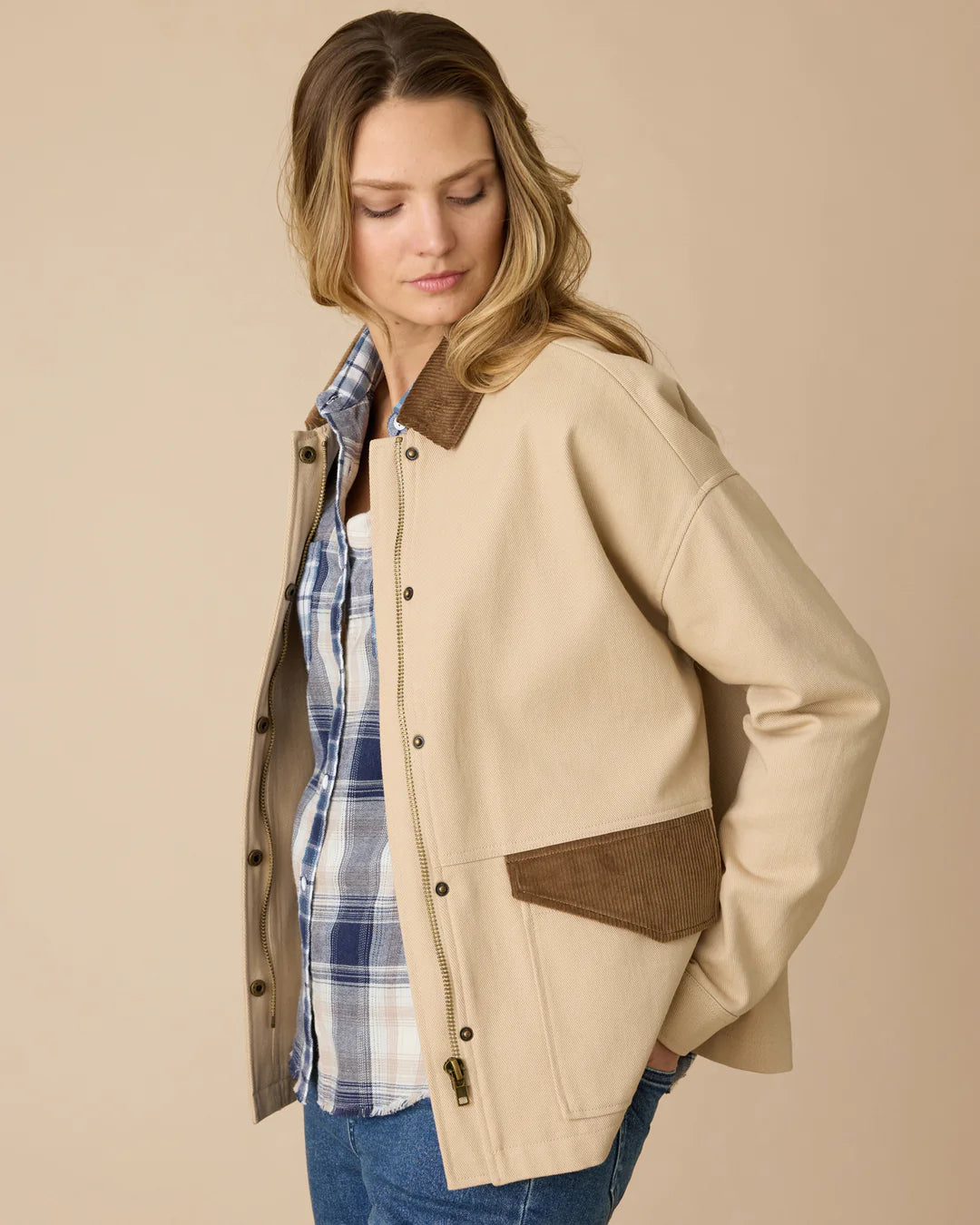 Flag & Anthem Blakely Twill Chore Jacket With Cord Collar