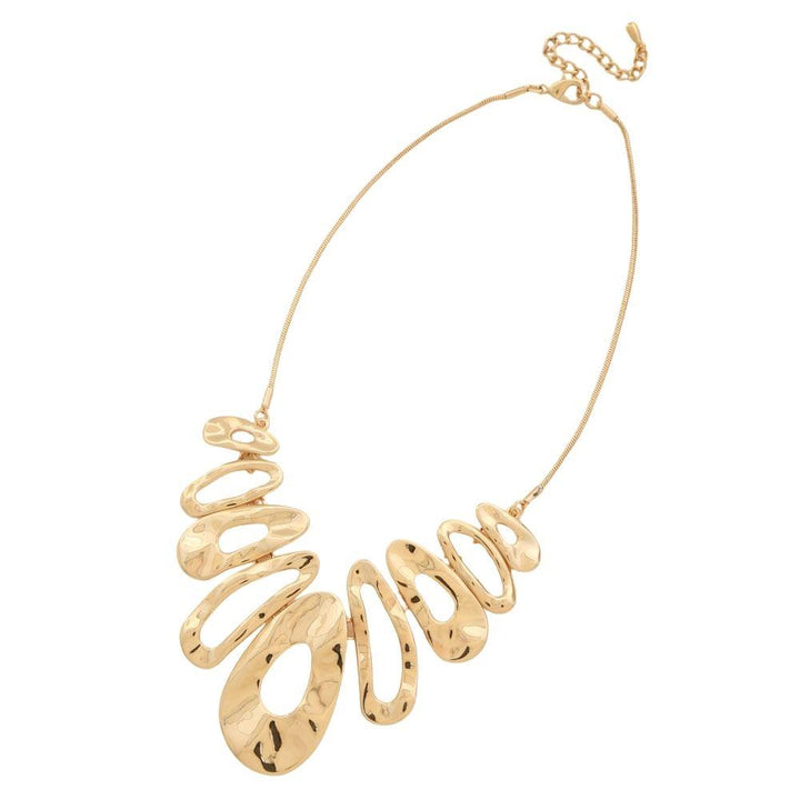 Joia Metal Abstract Disc Statement Necklace Earring Set