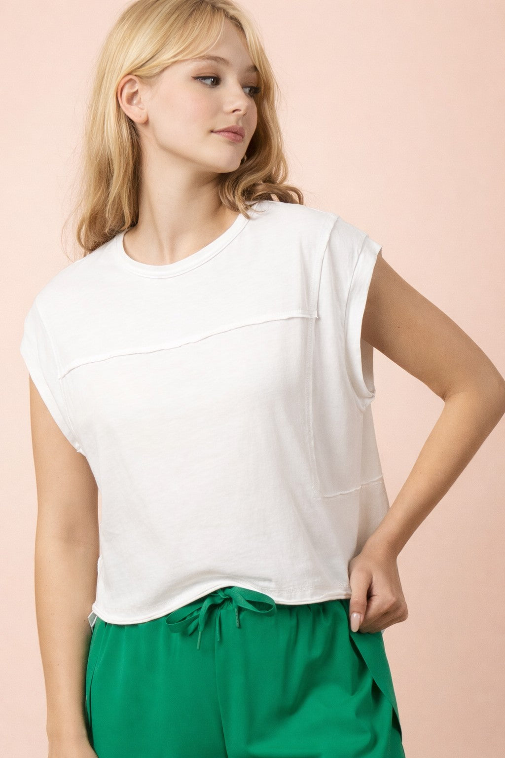 Very J Mineral Washed Sleeveless Knit Top