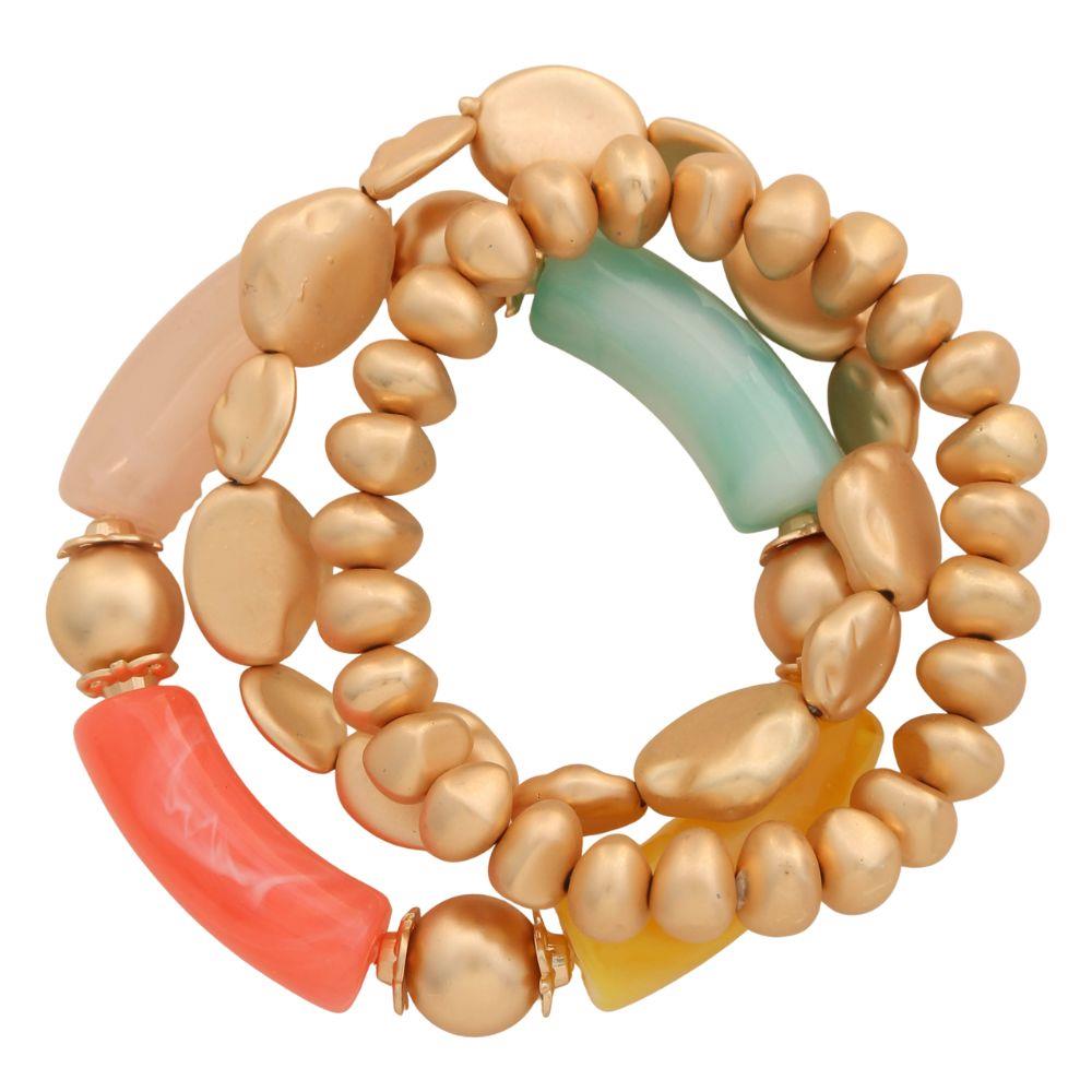Joia Blush & Gold Mixed Bead Bracelet Set