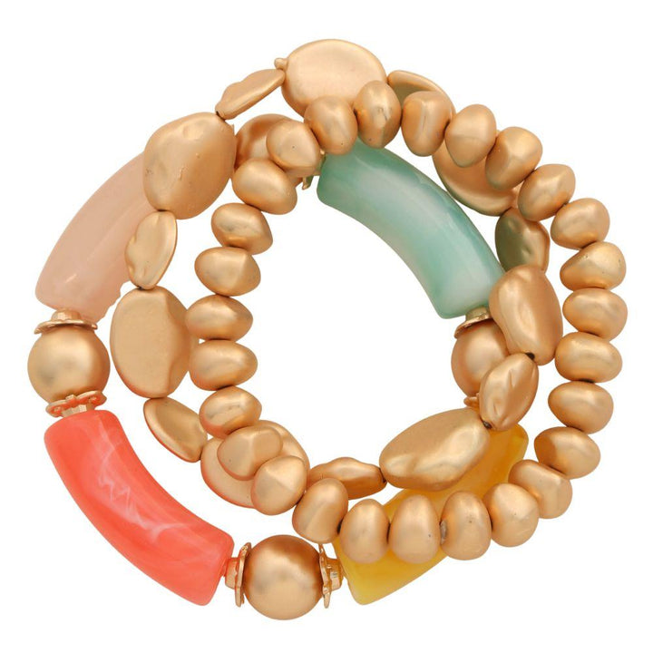 Joia Blush & Gold Mixed Bead Bracelet Set