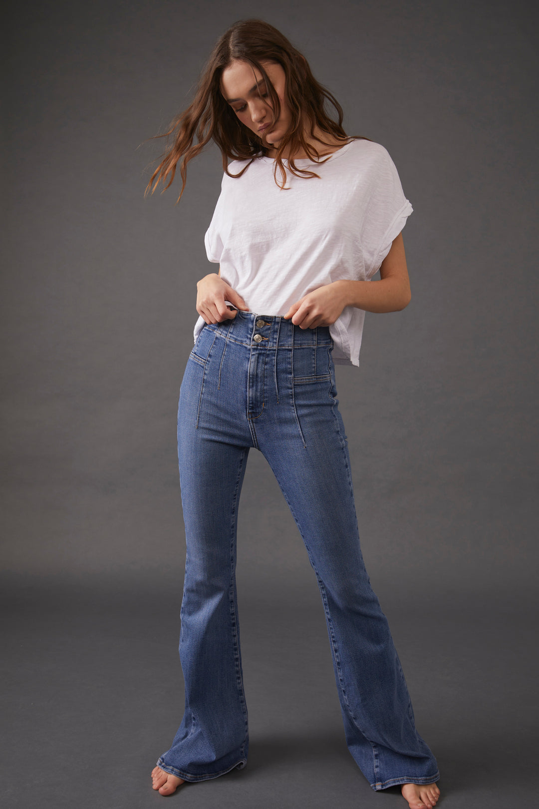 We The Free People Jayde Cord Flare Jeans 28 High Rise Retro