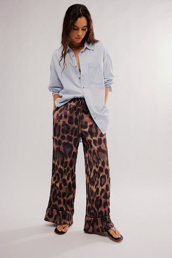 Free People All Out Satin Leopard Pant