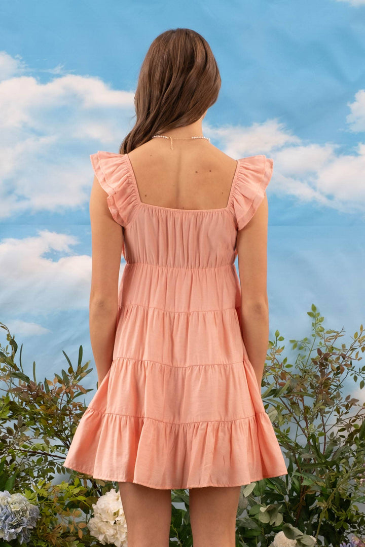 Mine V-Neck Tiered Babydoll Mini Dress