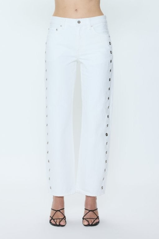 Pistola Lexi Mid Rise Bowed Straight Leg Jean with Detail