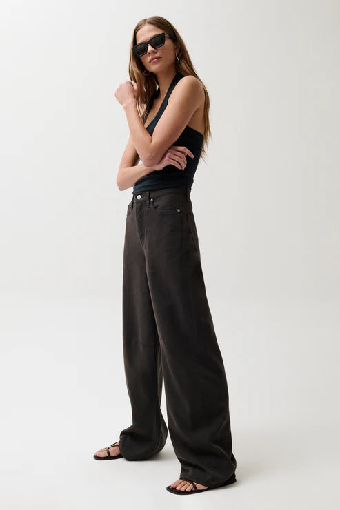 Pistola Sydney High Rise Linen Bowed Wide Leg Pant-Bristol Black