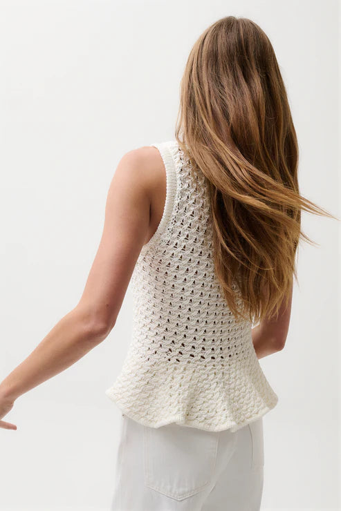 Pistola Anna Peplum Openwork Sweater Tank
