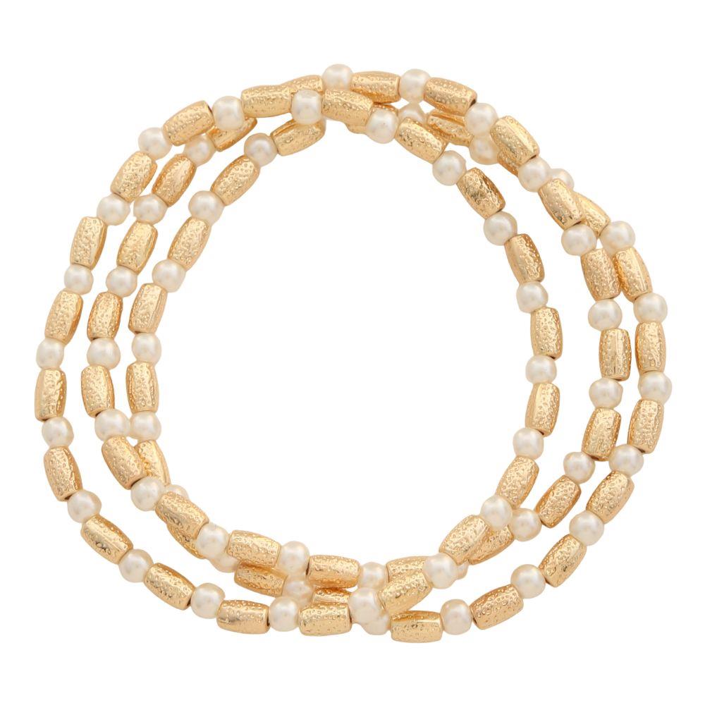 Joia Pearl Metal Bead Bracelet Set