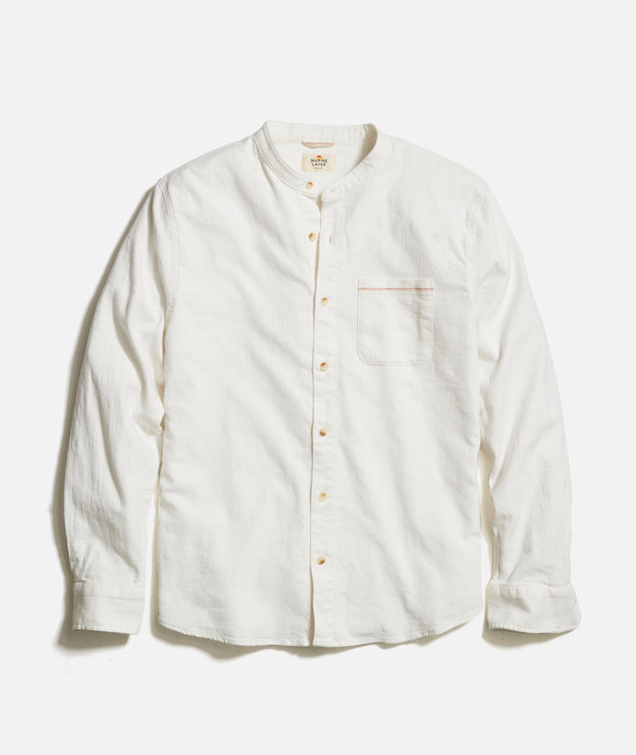 Marine Layer LS Resort Banded Collar Stretch Selvage Shirt