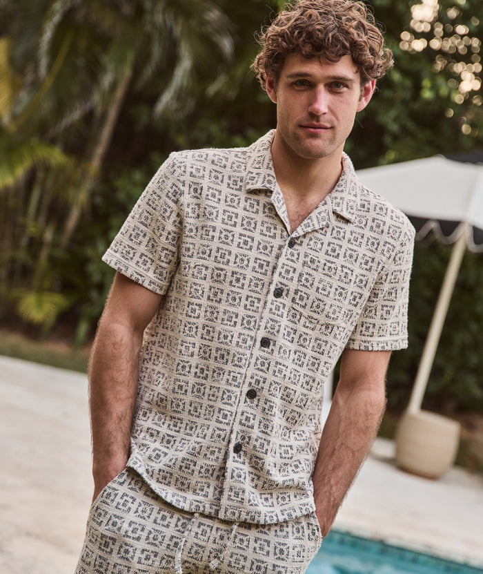 Marine Layer Archive Cam Jacquard Resort Shirt