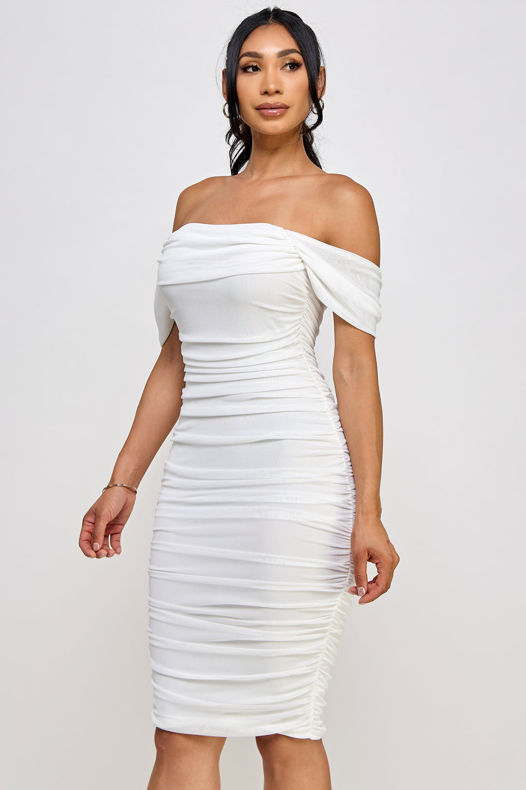 Spring Haze Draped Sleeve Dress