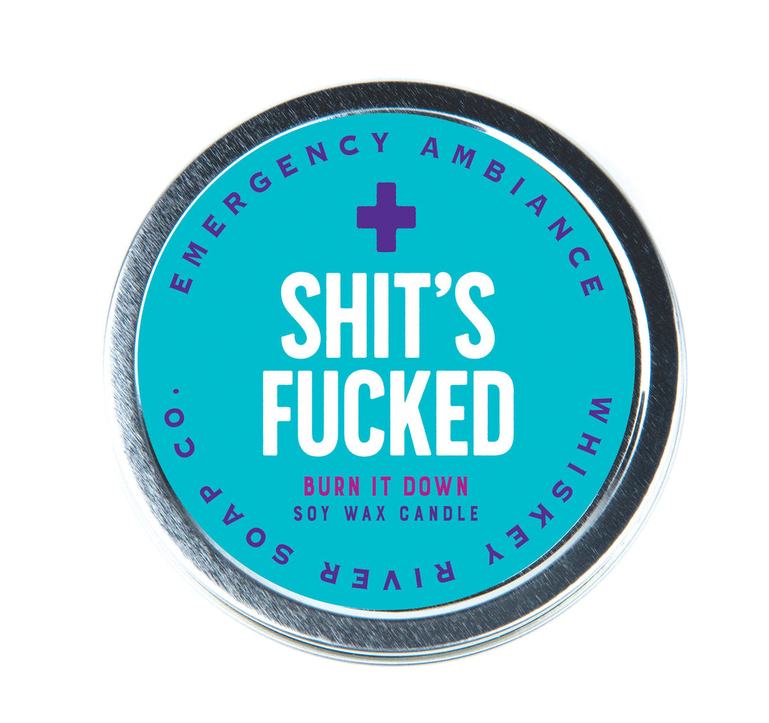 Whiskey River Emergency Ambiance Tin – Shit's Fucked
