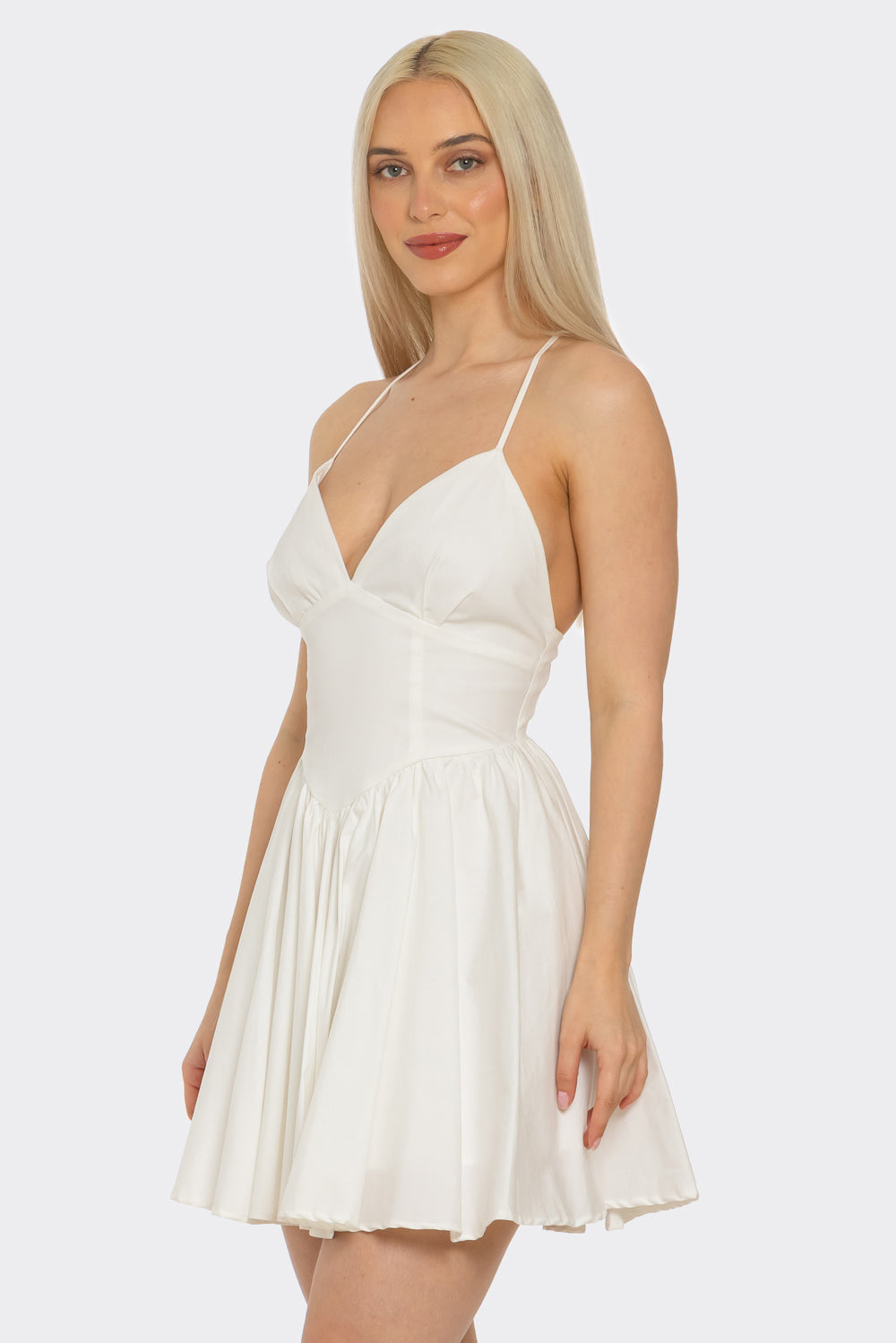 Spring Haze A-Line Cross Back Mini Dress