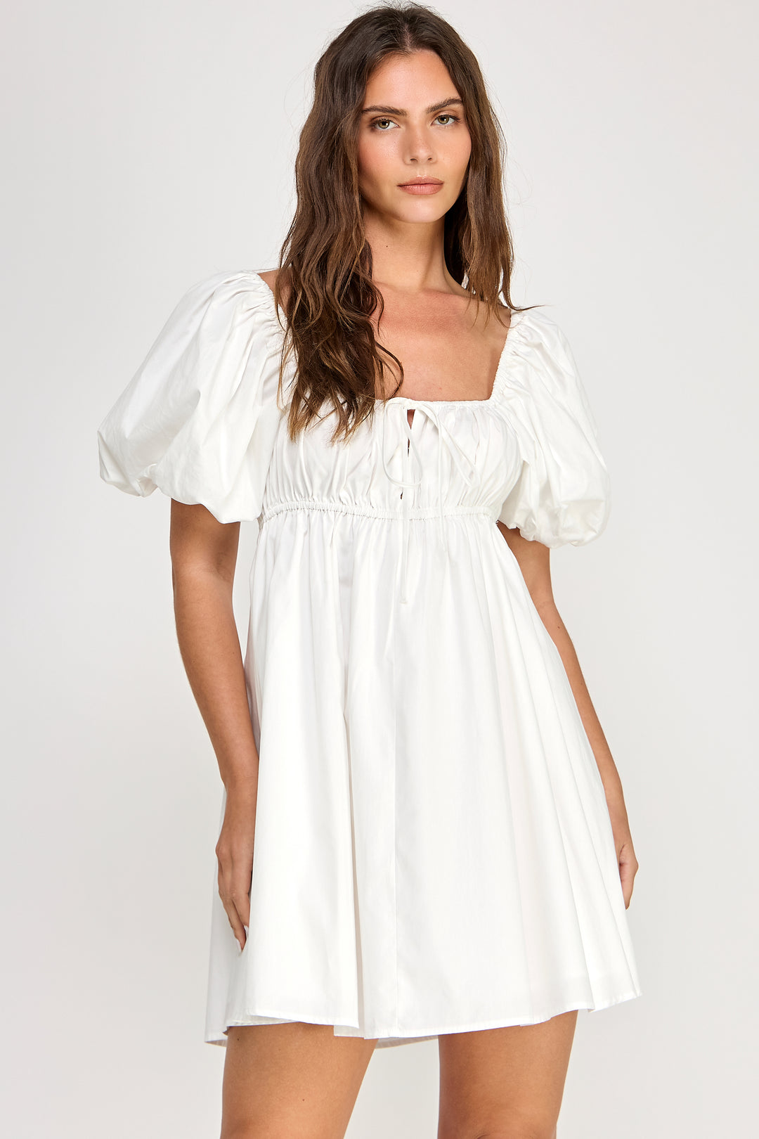 Spring Haze Bubble Sleeve Mini Dress