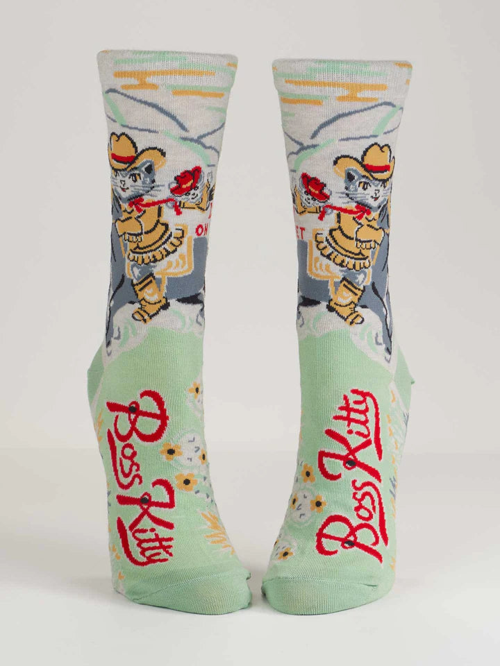 Blue Q Boss Kitty Crew Socks